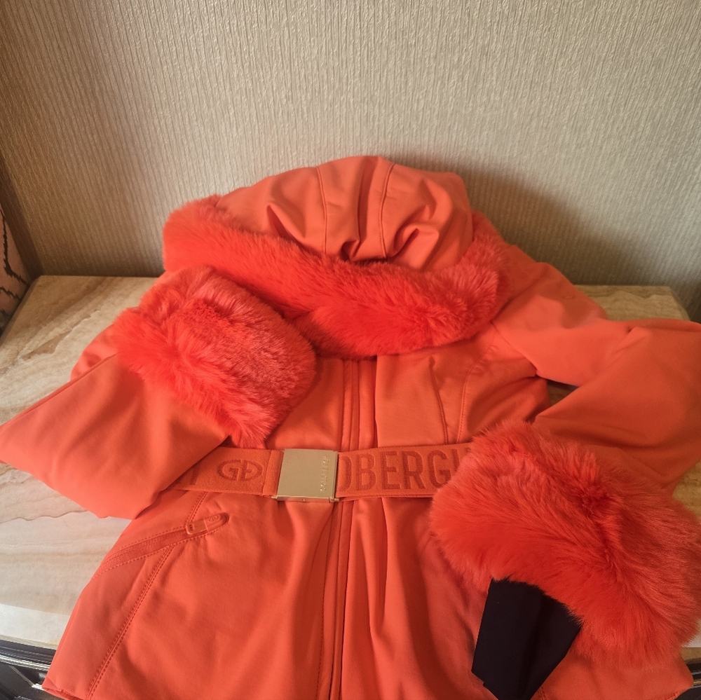 Goldbergh Giselle Ski Jacket Fur Cuffs Orange Goldbergh Giselle Belted Jacket - Picture 14 of 15